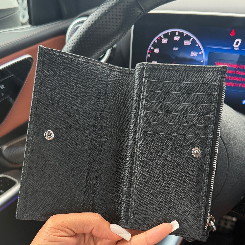 Prada Black Saffiano Leather Continental Wallet with Triangular Logo - Picture 2 of 5